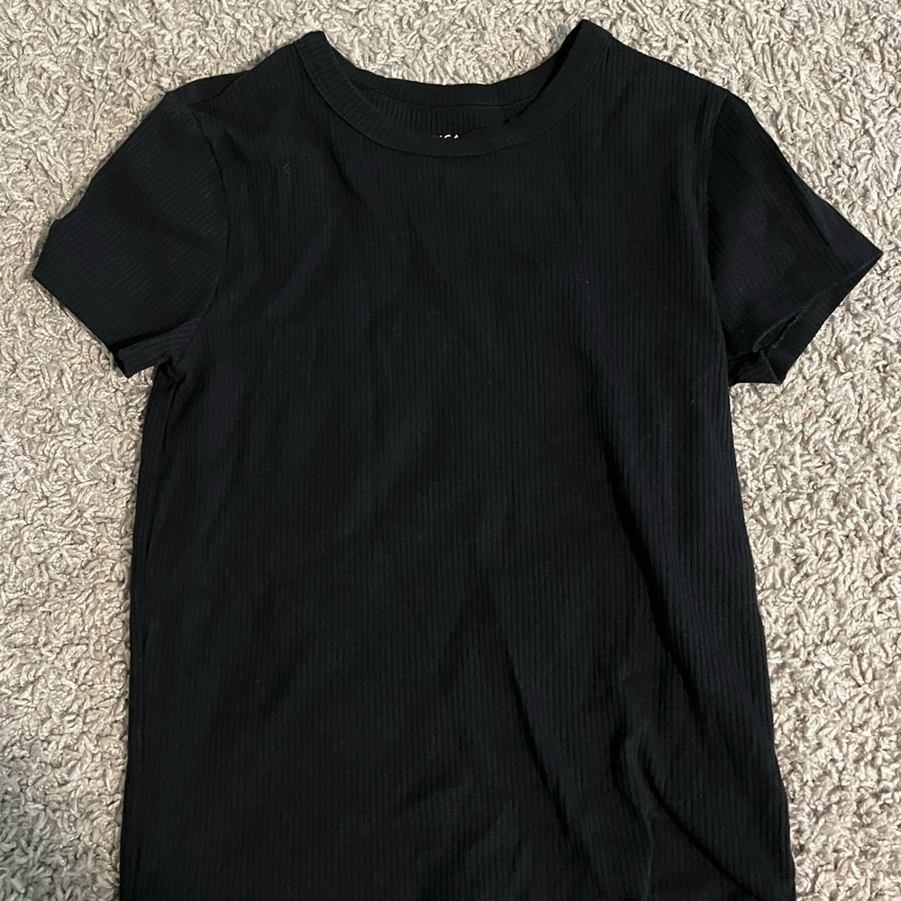American Eagle Outfitters Black Fitted Short Sleeve Tee